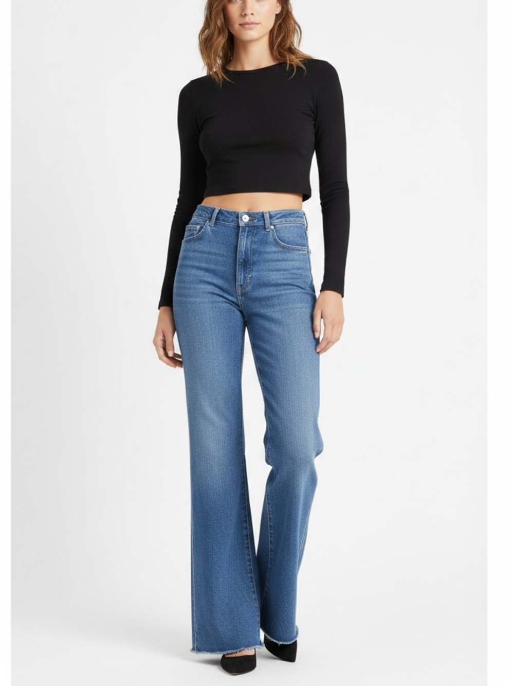 Brittania | Vintage 90’s Y2K high waisted wide leg jeans no front pockets sz 25